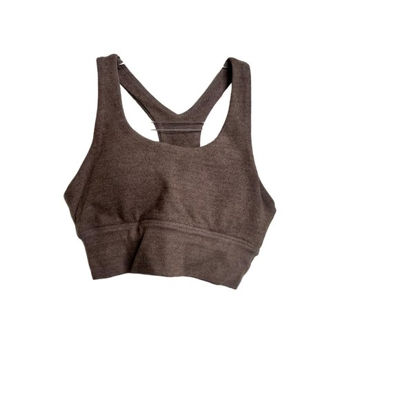 Womens Shirt Womens XS Brown Cropped Light Ribbed Sports Tank Top Racerback - Picture 2 of 5